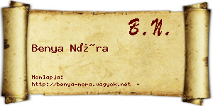 Benya Nóra névjegykártya